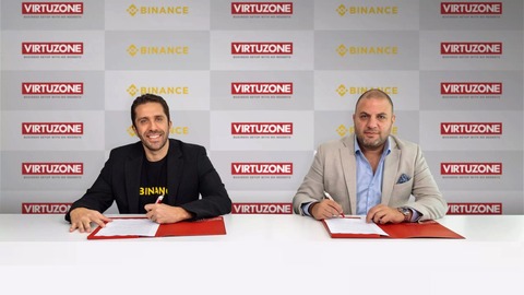 virtuzone se asocia con binance para los pagos de criptomonedas